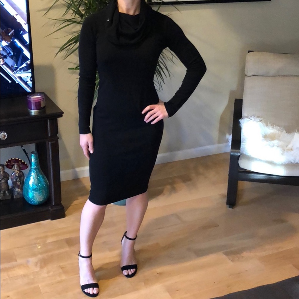Black turtleneck sweater dress